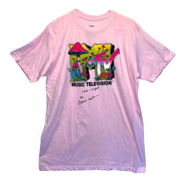 Viacom MTV Mushroom Short Sleeve Graphic Pink T-Shirt Large - Picture 1 of 9